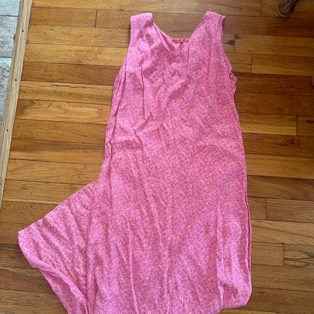 Vintage L.L. Bean Pink Floral Maxi Dress with Slit